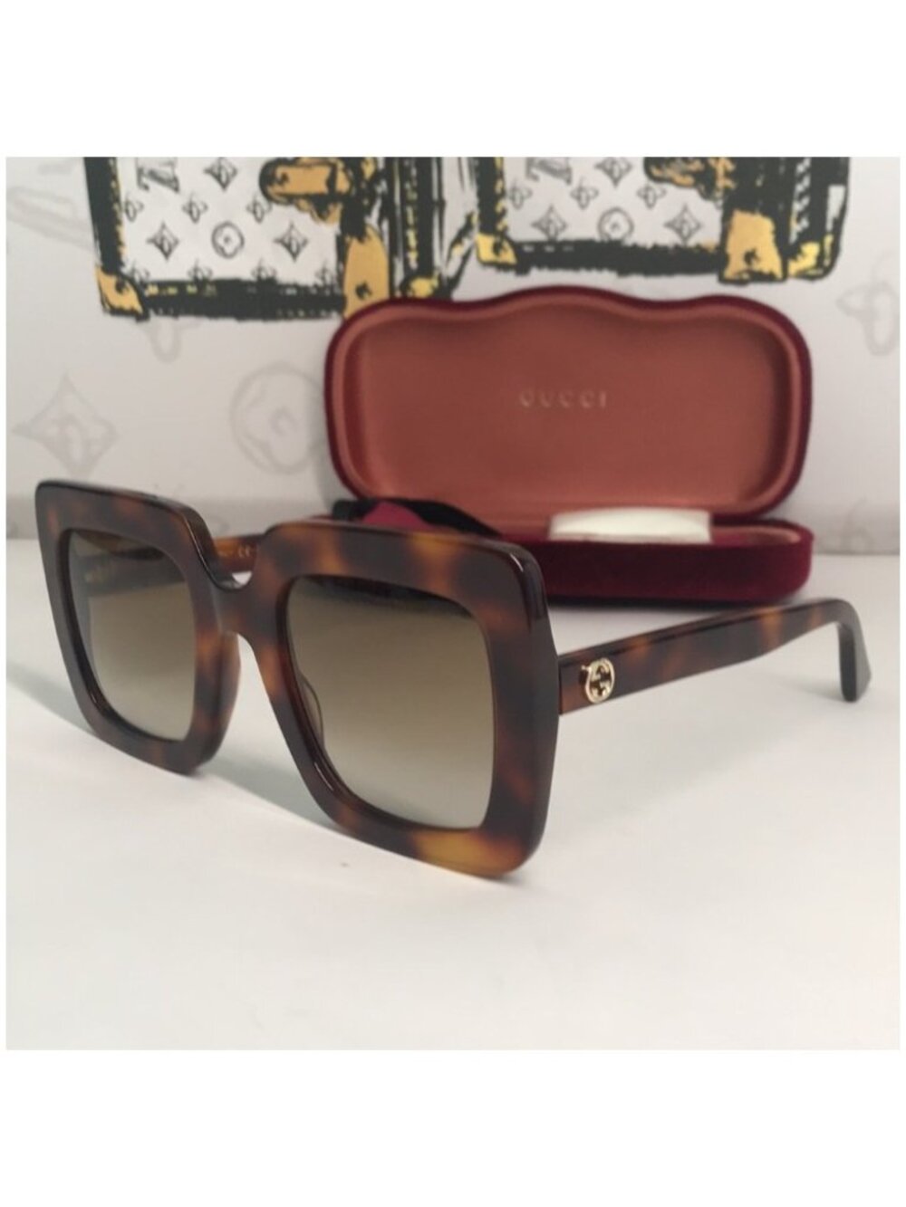 Gucci GG0328s Tortoise Shell Sunglasses 002 New